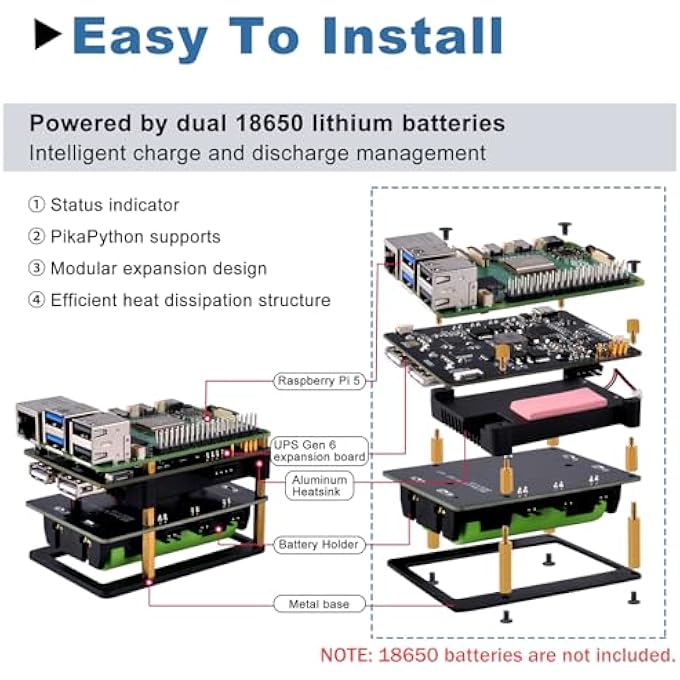 UPS GEN 6 POWER SUPPLY UNINTERRUPTIBLE UPS HAT FOR RASPBERRY PI 5/4B - Image 3