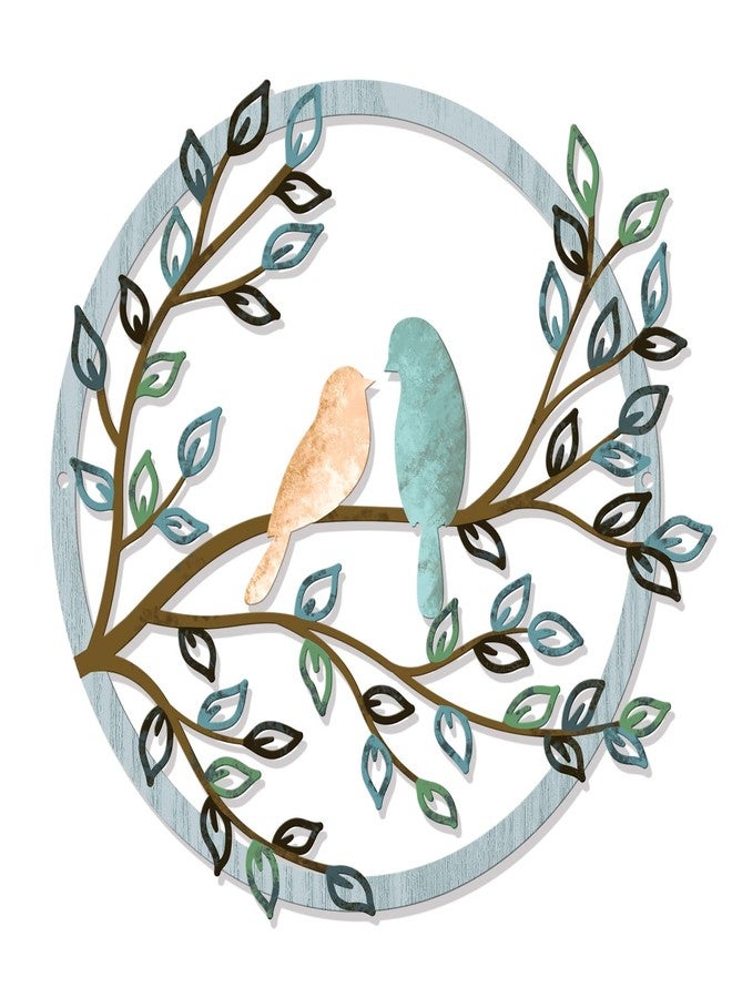 KOYILTD Metal Wall Art Bird On Tree Branch Silhouette Hanging Ornament Porch, bird Outdoor Metal Wall Decor, Wall Decorations For Living Room Garden Bedroom Office Housewarming Gifts (Color C) - Image 1