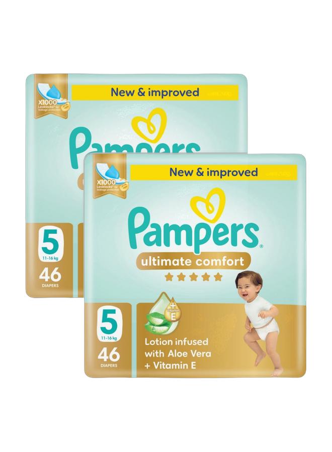 Pampers Ultimate Comfort Taped Diapers, Size 5, 11-16kg, Mega Pack, 92 Count - Pack of 2 (46 X 2) - Image 1