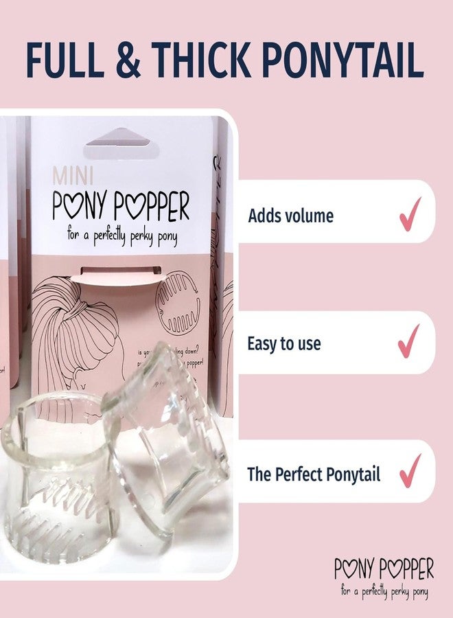 Pony Popper مشبك ميني بوني بوب - حامل ذيل حصان عالي للحجم والرفع - متعدد الاستخدامات لجميع أنواع الشعر، أداة ذيل حصان للشعر الكثيف والطويل - ملحقات تصفيف الشعر سهلة الاستخدام للنساء، بوني بوب شفاف - Image 2