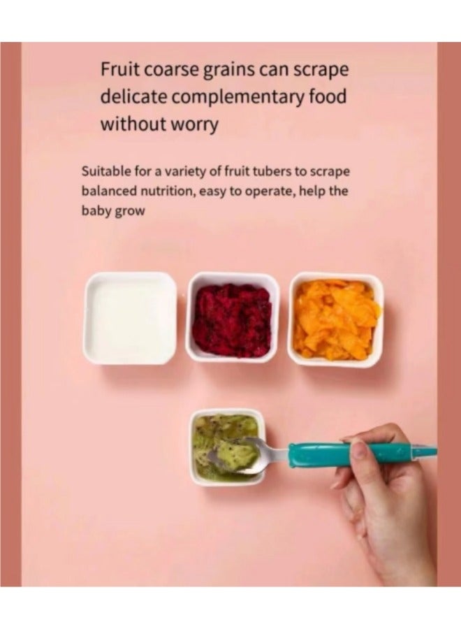 Portable Double-Headed Stainless Steel Silicone Fruit Puree Spoon, Fruit And Vegetable Auxiliary Food Spoon, Baby Two-Head Mud Scraper - Image 3