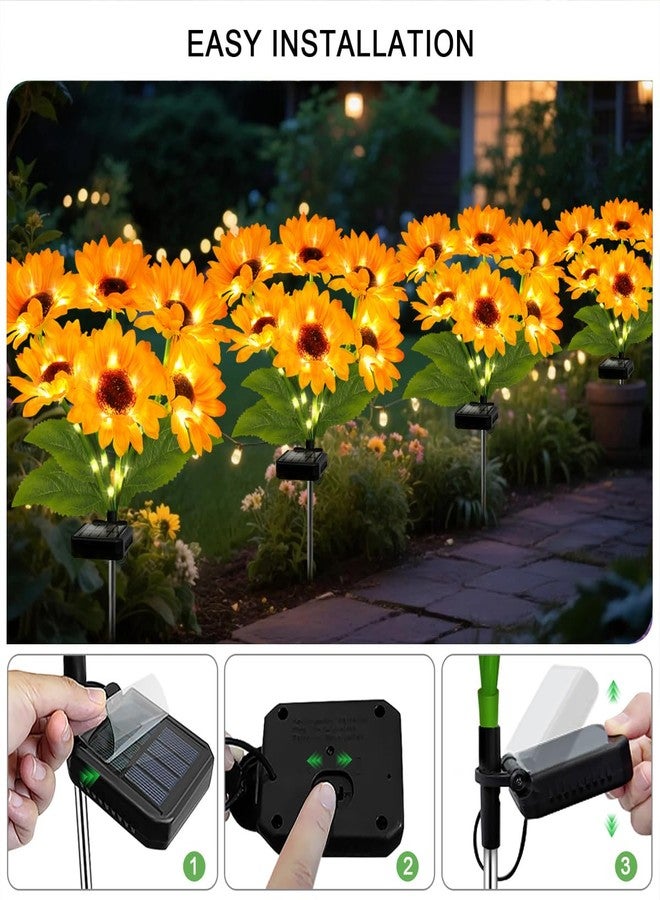 yulloyello 4 Pack Solar Sunflower Garden Lights 24 Vibrant Sunflowers LED Outdoor Decorative Stake Lights for Yard, Patio, Lawn, Pathway, IP65 Waterproof, Gardening Gift for Mom, Grandma, and Friends - Image 3