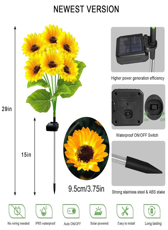 yulloyello 4 Pack Solar Sunflower Garden Lights 24 Vibrant Sunflowers LED Outdoor Decorative Stake Lights for Yard, Patio, Lawn, Pathway, IP65 Waterproof, Gardening Gift for Mom, Grandma, and Friends - Image 2