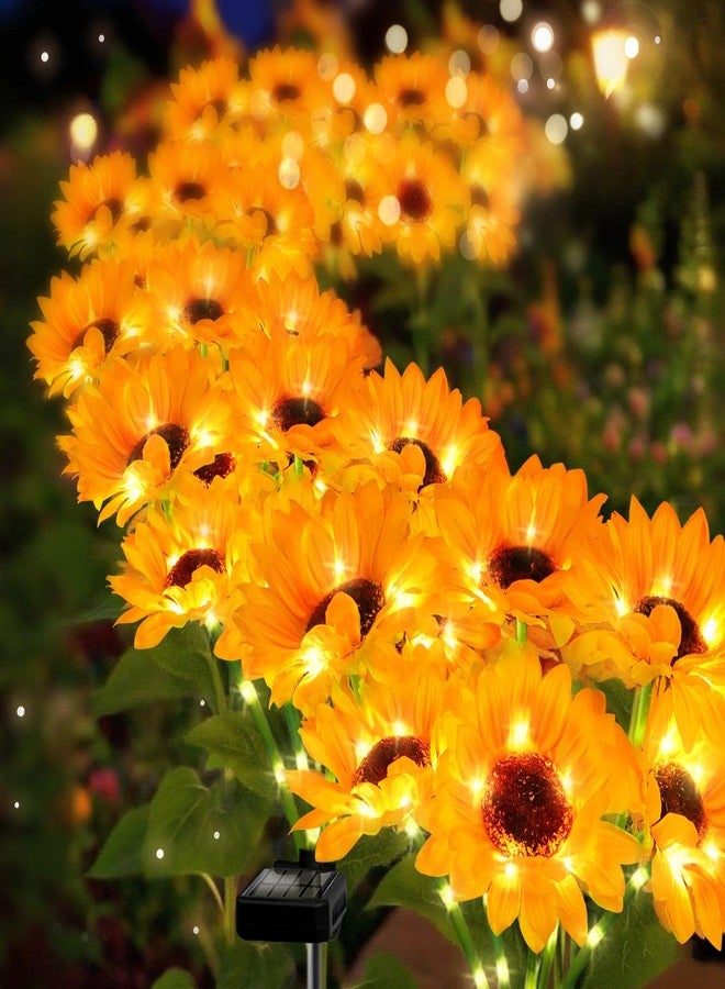 yulloyello 4 Pack Solar Sunflower Garden Lights 24 Vibrant Sunflowers LED Outdoor Decorative Stake Lights for Yard, Patio, Lawn, Pathway, IP65 Waterproof, Gardening Gift for Mom, Grandma, and Friends - Image 4