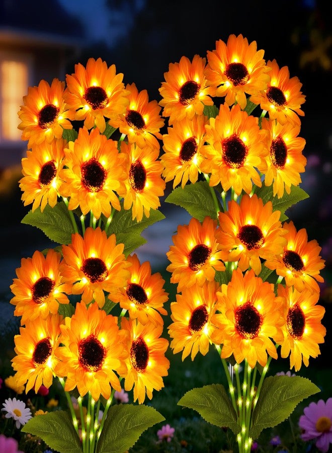 yulloyello 4 Pack Solar Sunflower Garden Lights 24 Vibrant Sunflowers LED Outdoor Decorative Stake Lights for Yard, Patio, Lawn, Pathway, IP65 Waterproof, Gardening Gift for Mom, Grandma, and Friends - Image 1
