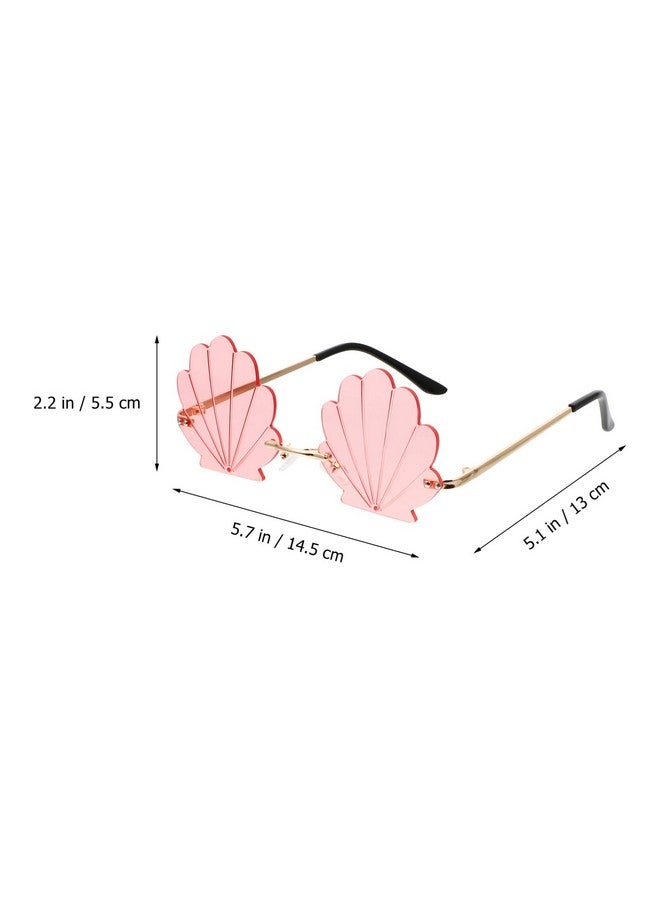 STOBOK Rimless Sunglasses 14.5X13Cm Seashell Shape Sunglasses Funny Flame Sunglasses Fashion Metal Sunglasses For Wedding Photo Props Party Supplies (Pink) - Image 2
