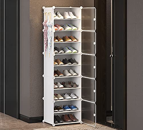 Zemic Shoe Rack 10 Tier Shoe Storage Cabinet 30 Pair Plastic DIY Shoe Shelves Organizer for Closet Diving Tank 6 White10