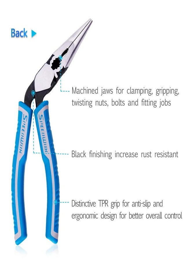 SPEEDWOX Long Nose Pliers 8 Inches Reduce Effort by 35% Heavy Duty Multi Use Wire Cutters Side Cutting Remove Screws Bolts Fine Plier High Leverage Pistol Grip Professional Tool - Image 5