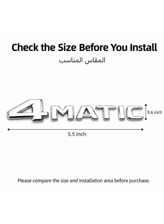 3D 4MATIC ABS Car Emblem Badge, Silver Letter Decal For Trunk And Rear Body Decoration, Compatible With Mercedes-Benz Vehicles - Image 2