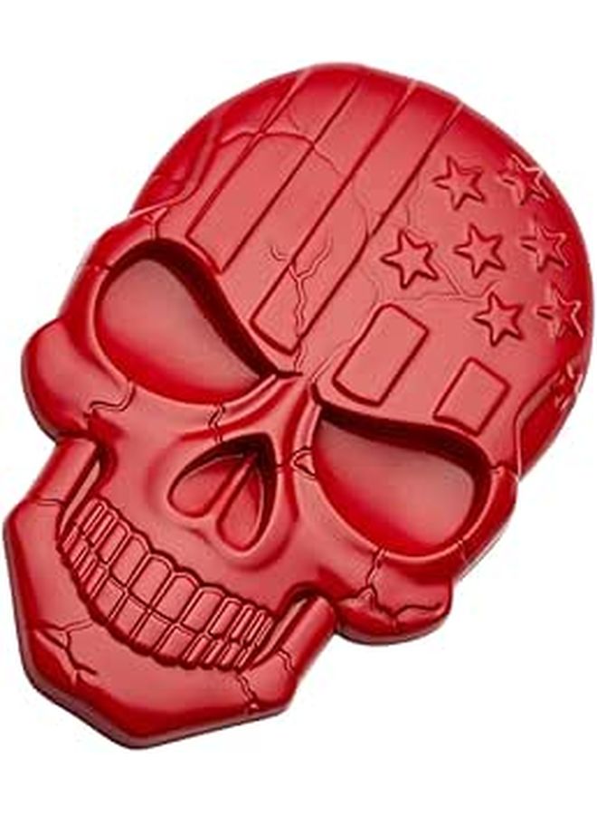 3D Metal Red Skull American Flag Emblem Decorative Side Sticker for Truck Car - Image 1