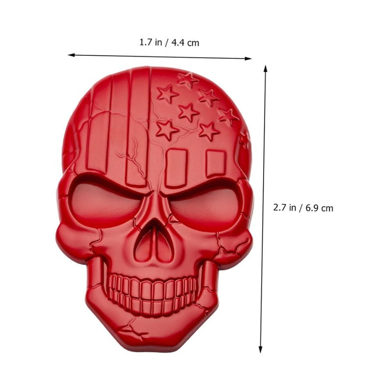 3D Metal Red Skull American Flag Emblem Decorative Side Sticker for Truck Car - Image 3