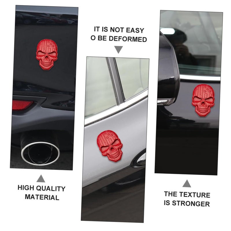 3D Metal Red Skull American Flag Emblem Decorative Side Sticker for Truck Car - Image 4