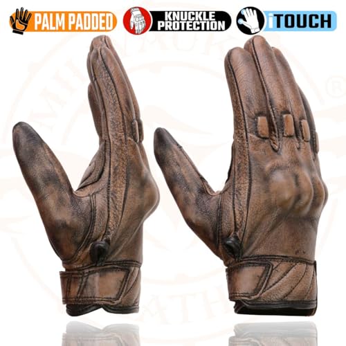 Milwaukee Leather قفازات دراجة نارية جلدية للرجال من ميلووكي MG7514 بني مع راحة جل - كبير - Image 4