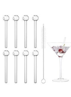 Generic 8 Pcs Reusable Glass Straws with Cleaning Brush, Glass Straws Shatter Resistant,Dishwasher Safe,Suitable for family gatherings, bar drinking straws cocktails, coffee, juice  - Image 1