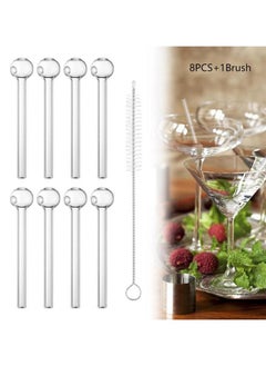 Generic 8 Pcs Reusable Glass Straws with Cleaning Brush, Glass Straws Shatter Resistant,Dishwasher Safe,Suitable for family gatherings, bar drinking straws cocktails, coffee, juice  - Image 2