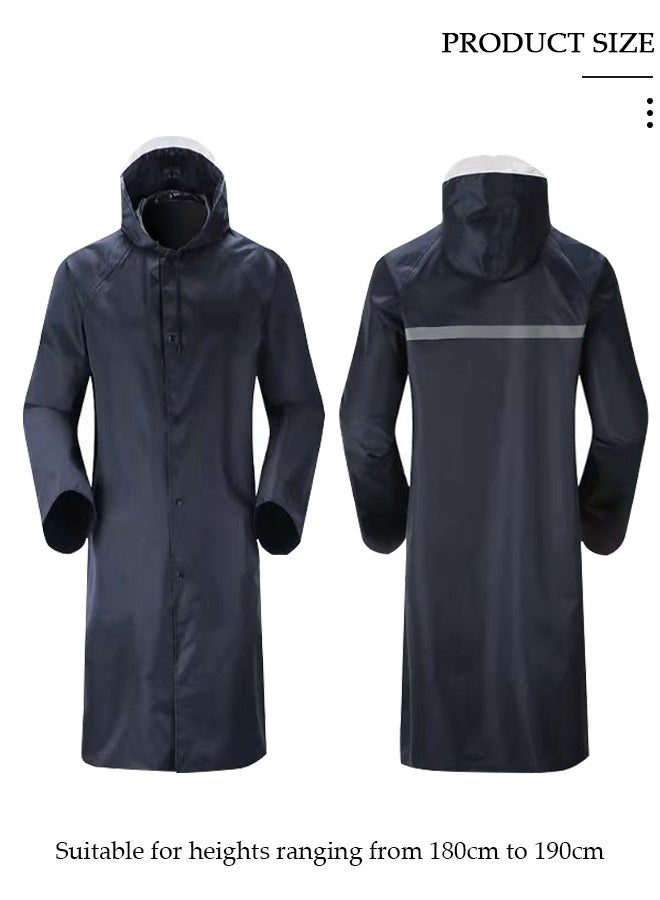 DUNISO معطف مطر للرجال بتصميم شبكي قابل للتنفس ، عباءة مطر خفيفة الوزن وقابلة للفصل ذات حافة مزدوجة مع جيبين وسحاب سميك أسود مناسب لصيد الأسماك العائلي والسفر والطوارئ - Image 2