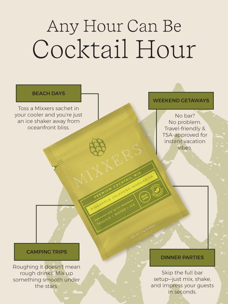 Mixxers Spicy Pineapple Jalapeno Margarita Premium Cocktail Mix Packets, Easy On the Go Vegan & Gluten Free Mixers, 5 Count (Pack of 1) - Image 5