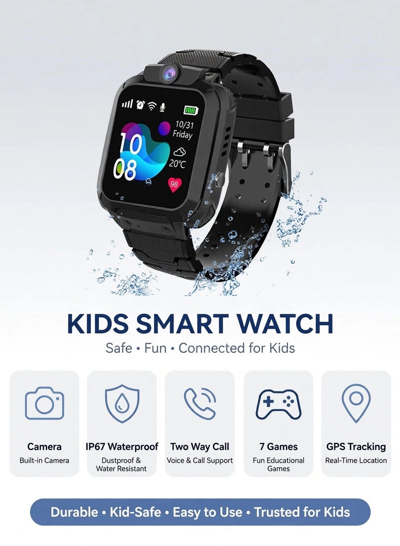 Nabi Kids Smartwatch for Boys & Girls Touchscreen Camera Games Music Player Alarm Clock Educational Gift Children 4-12 Years Black - Image 4