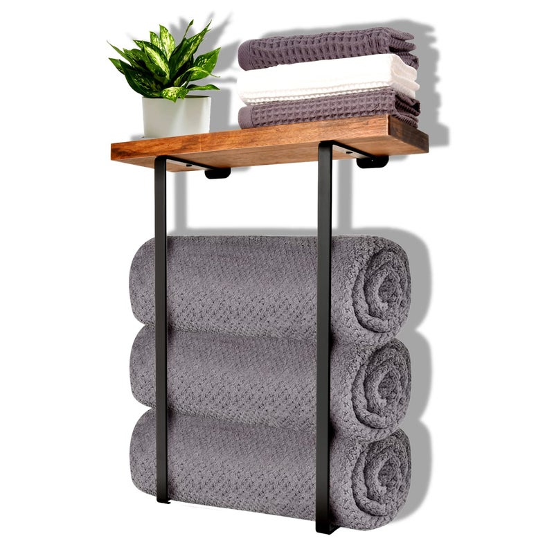 Joben Oligey Joben Oligey Towel Racks for Bathroom Wall DecorBathroom ShelvesBlack Minimalist Design Storage Organizer for Large Towels Small Towels Hand TowelsSpa Salon RV 