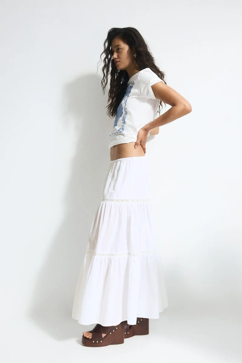 H&M Lace-inset maxi skirt