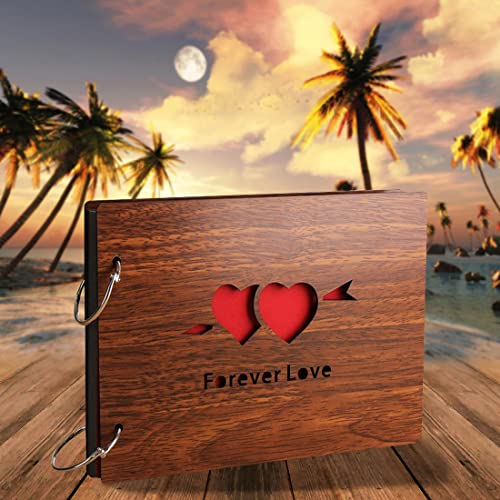 WallDaddy- Scrapbook Crafts (Forever Love) Scrap Book | Wooden Photo Album | 40 Black Color Paper Size "22 X 16 cm" "Wooden Photo Book (Photo Size Supported : 8x6 inch),Large - Image 1