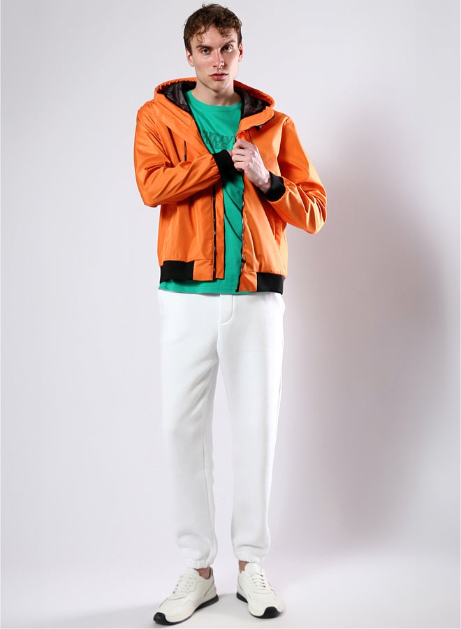 RAVIN Solid Orange Jacket with Mesh Hooded Neck - Image 5