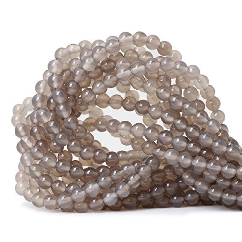CHEAVIAN 60PCS 6mm Smooth Surface Grey Agate Round Loose Beads Energy Stone for Jewelry Making 1 Strand 15" - Image 1