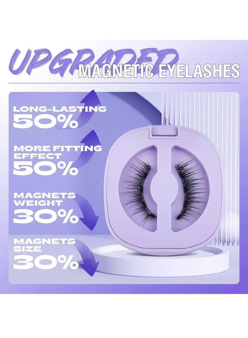 جوسكوين رموش مغناطيسية مع أداة تطبيق قابلة لإعادة الاستخدام، رموش مغناطيسية بدون حاجة للصمغ، رموش مغناطيسية بدون كحل، شكل عين القط الطبيعي، رموش مغناطيسية. - Image 5