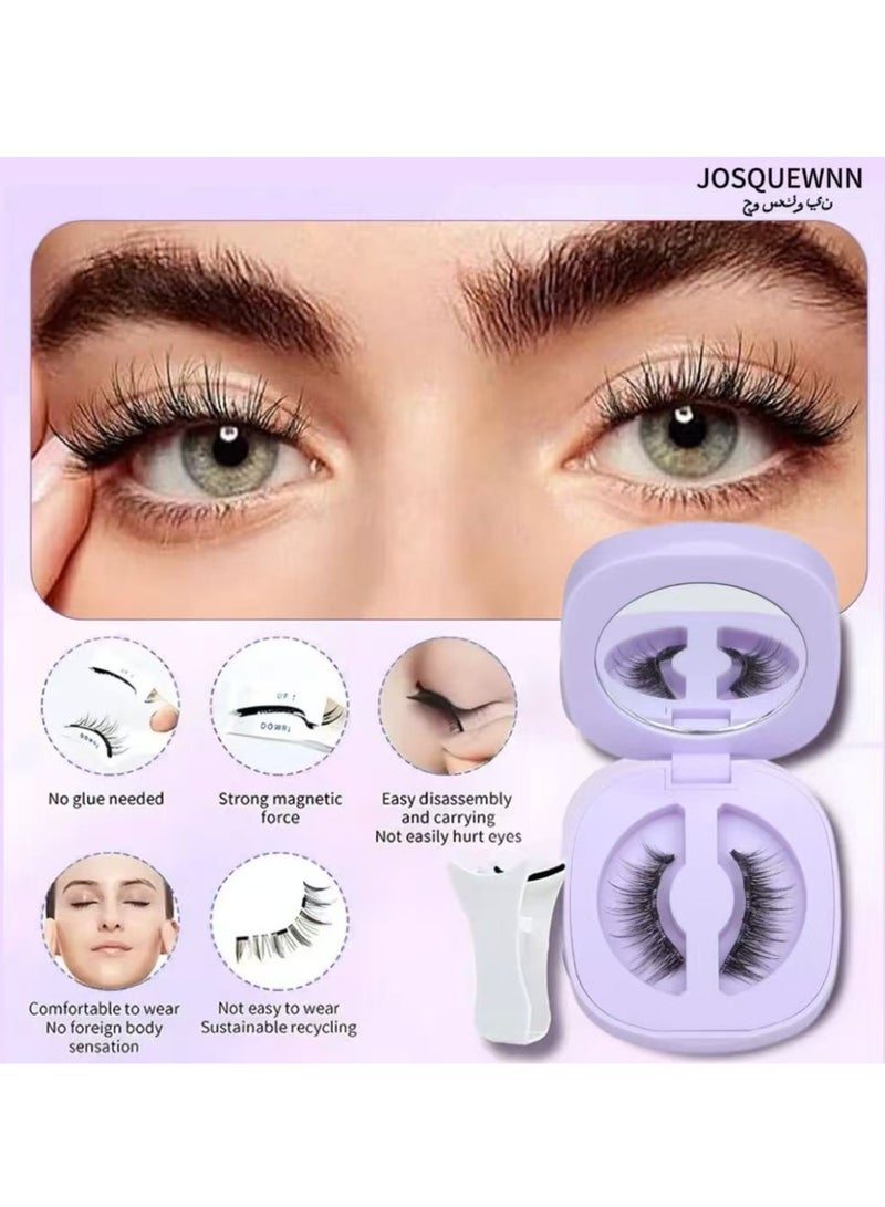 جوسكوين رموش مغناطيسية مع أداة تطبيق قابلة لإعادة الاستخدام، رموش مغناطيسية بدون حاجة للصمغ، رموش مغناطيسية بدون كحل، شكل عين القط الطبيعي، رموش مغناطيسية. - Image 2