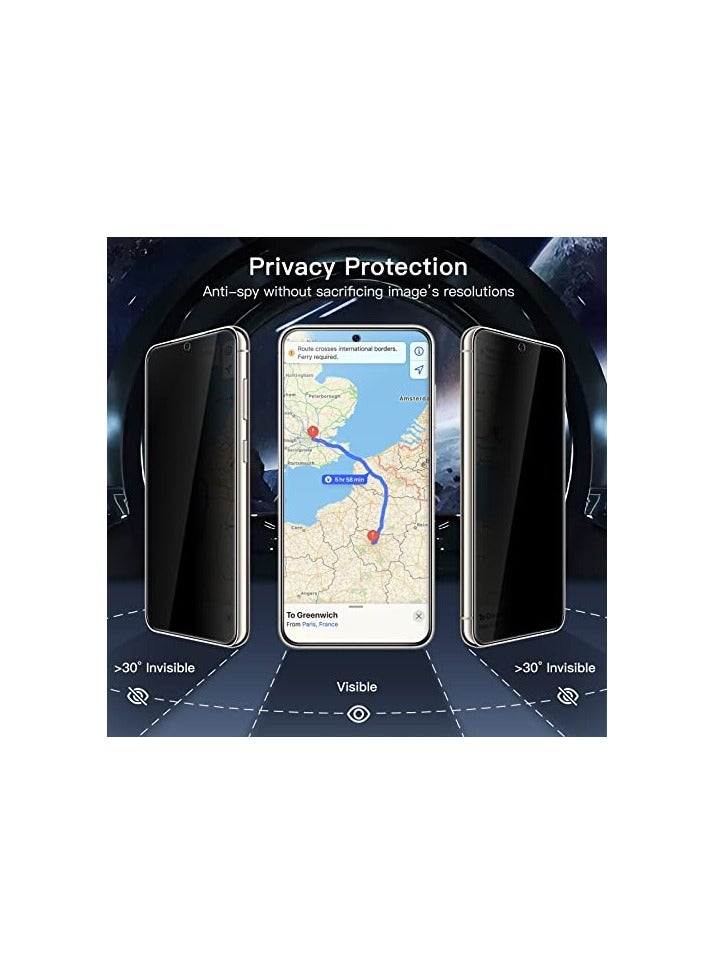 جي تيك واقي شاشة للخصوصية من JETech لهاتف Samsung Galaxy S23 5G مقاس 6.1 بوصة مع واقي عدسة الكاميرا، طبقة زجاجية مقسى مضادة للتجسس، متوافق مع معرف بصمة الإصبع، عبوتان لكل منهما - Image 4