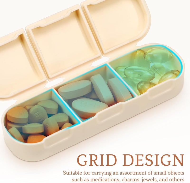 ULTECHNOVO Mini Pill Storage Box Sealed Lid Weekly Organizer Travel Holder Detachable Compartments Cream White - Image 5