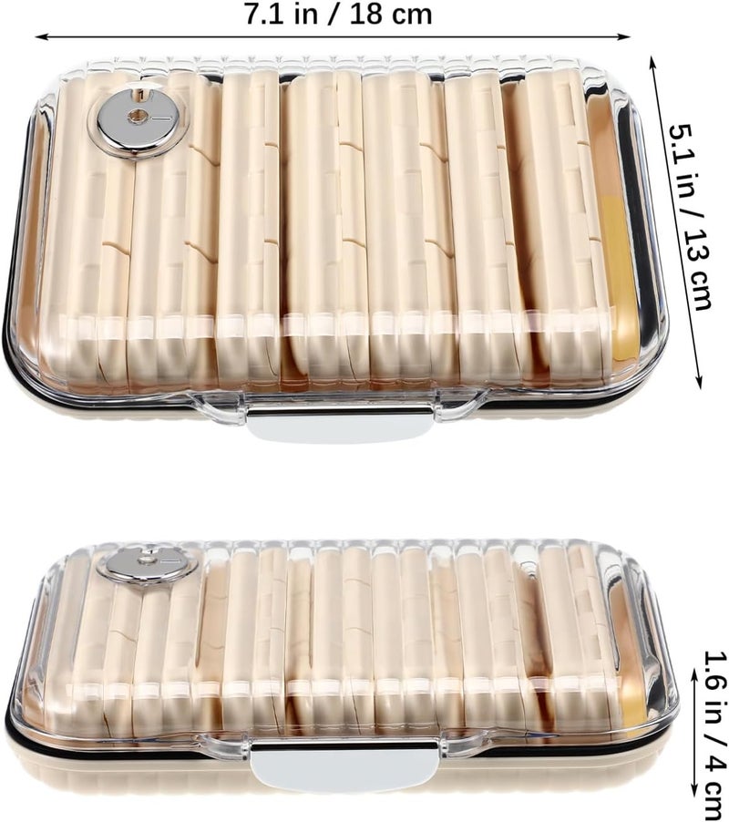ULTECHNOVO Mini Pill Storage Box Sealed Lid Weekly Organizer Travel Holder Detachable Compartments Cream White - Image 2