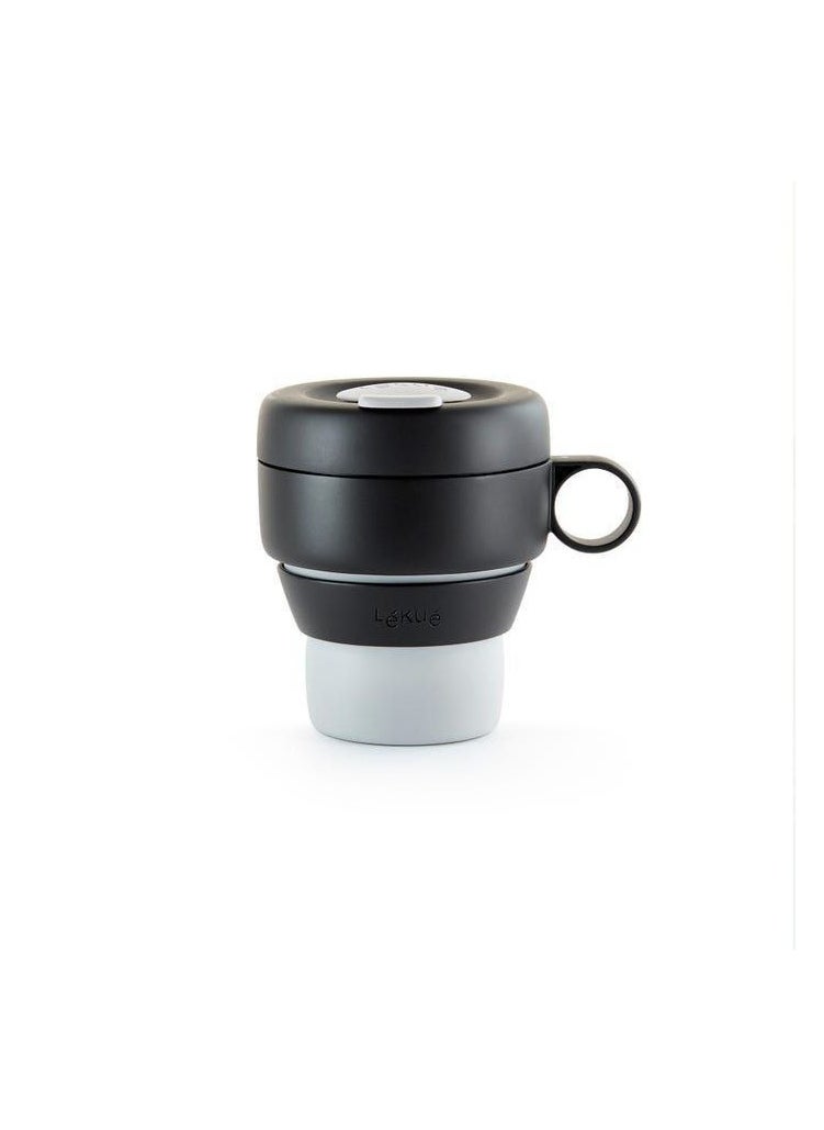 Silicone mug, different quality material, foldable, with a lid, useful for work and at home, white color z