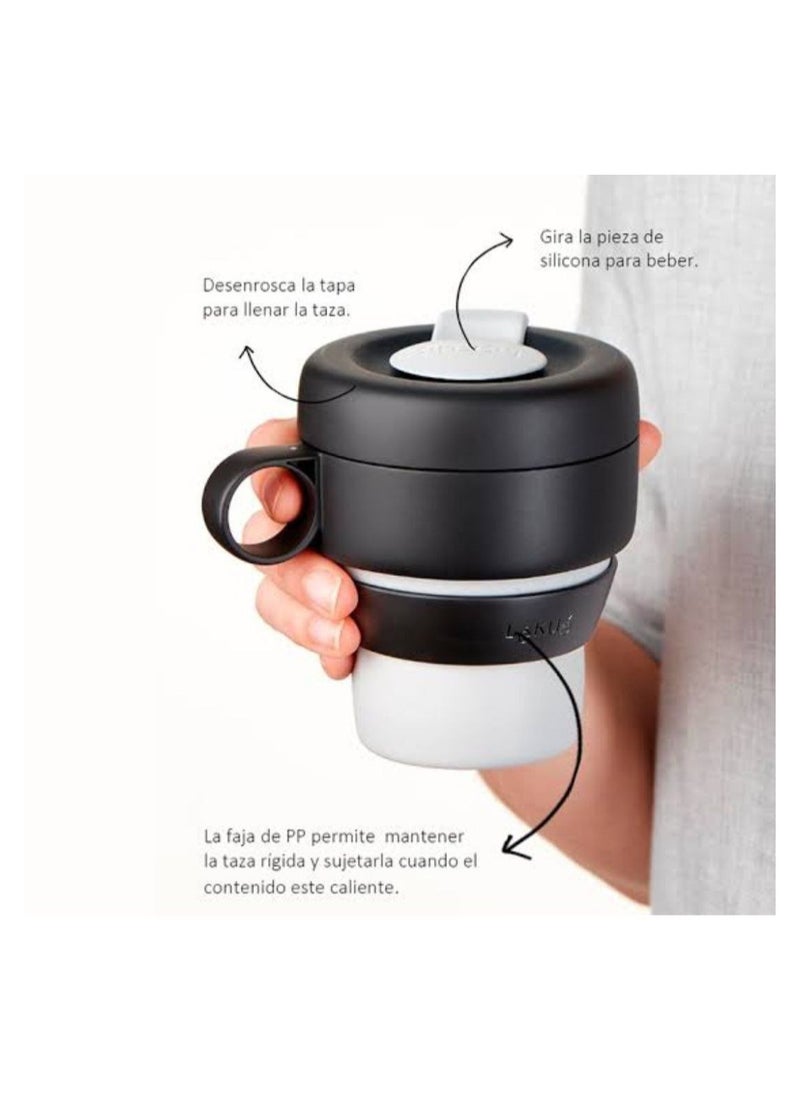 Silicone mug, different quality material, foldable, with a lid, useful for work and at home, white color z