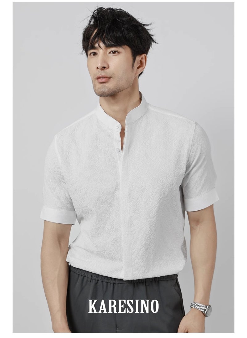 KARESINO Temperament Casual Ice Silk Short Sleeved Shirt - Image 1