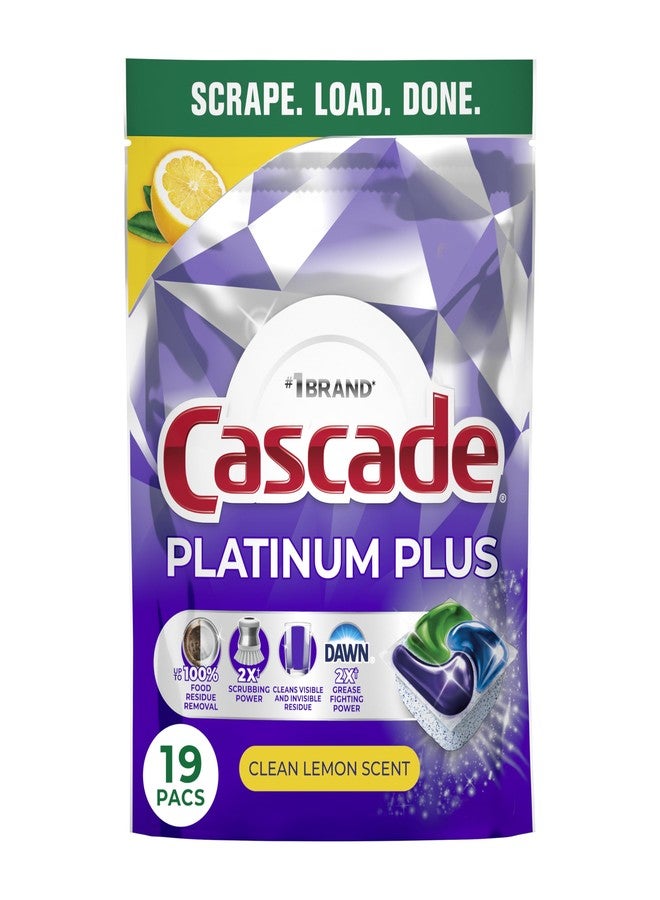 Cascade Platinum Plus Dishwasher Pods, Dishwasher Detergent, Dish Detergent Soap, Lemon, 19 Count - Image 1