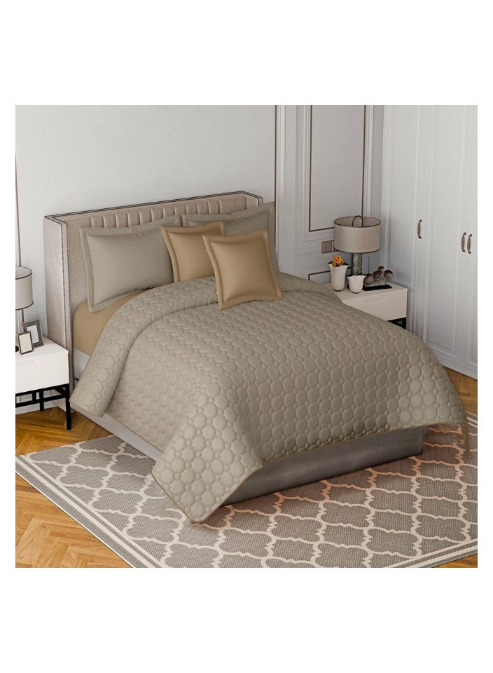 SMART HOME 100% Microfiber King Size Bedspread for Two People, Geometric Design Bed Cover, Reversible, Set of 6, King Size 250X230 cm  - Image 1