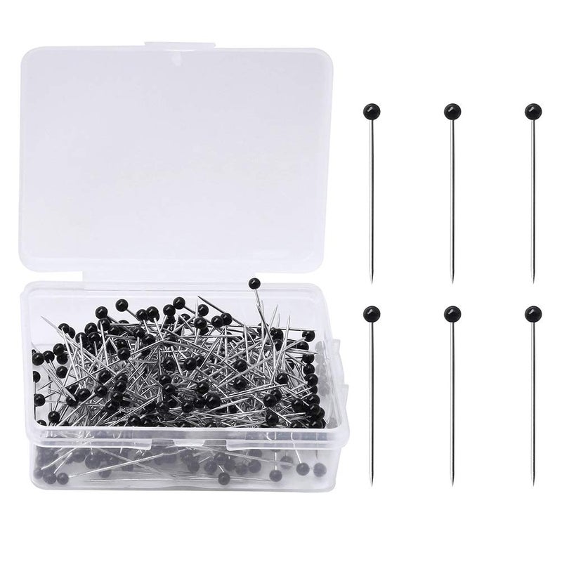 Pengxiaomei 250 Pieces Sewing Pins Ball Glass Head Pins Straight Quilting Pins for Dressmaker Jewelry Decoration, Black - Image 1