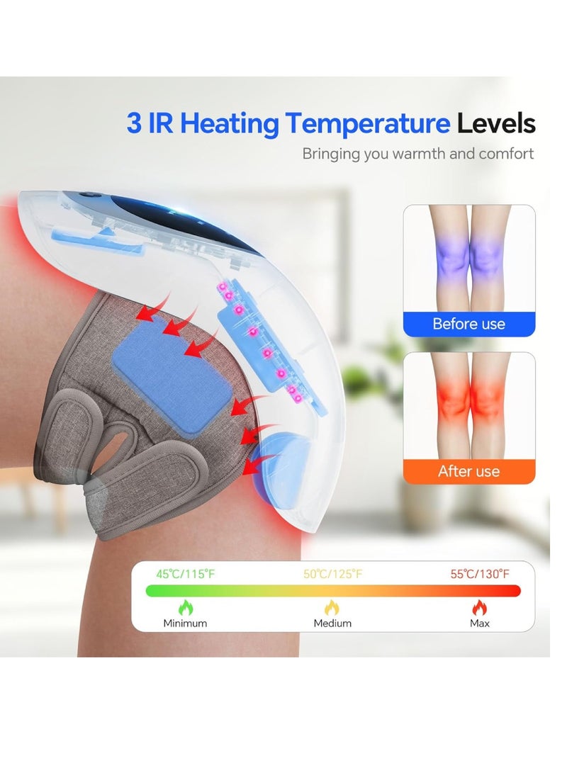 DIGI CORE Knee Massager Large LED Screen Adjustable Temperature Cordless Knee Massage With Heat And Vibration Portable Massager For Knee Discomfort Longer Knee Straps Updated Model Body Massager For Pain Relief - Image 4