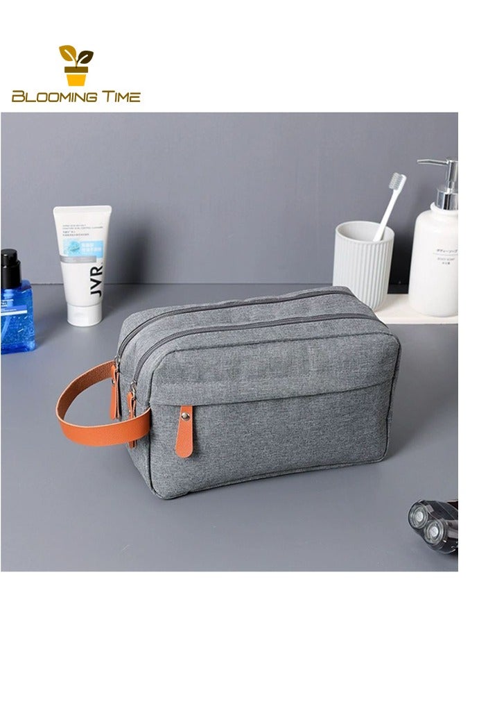 بلومنغ تايم حقيبة أدوات الزينة للسفر للرجال ، حقيبة سفر محمولة ذات سعة كبيرة للأعمال ، حقيبة تخزين للسفر للرجال ، حقيبة تخزين مستحضرات التجميل بمقصورة قماش أكسفورد ، حقيبة أدوات الزينة للرجال ذات الطبقة المزدوجة ، رمادي - Image 2