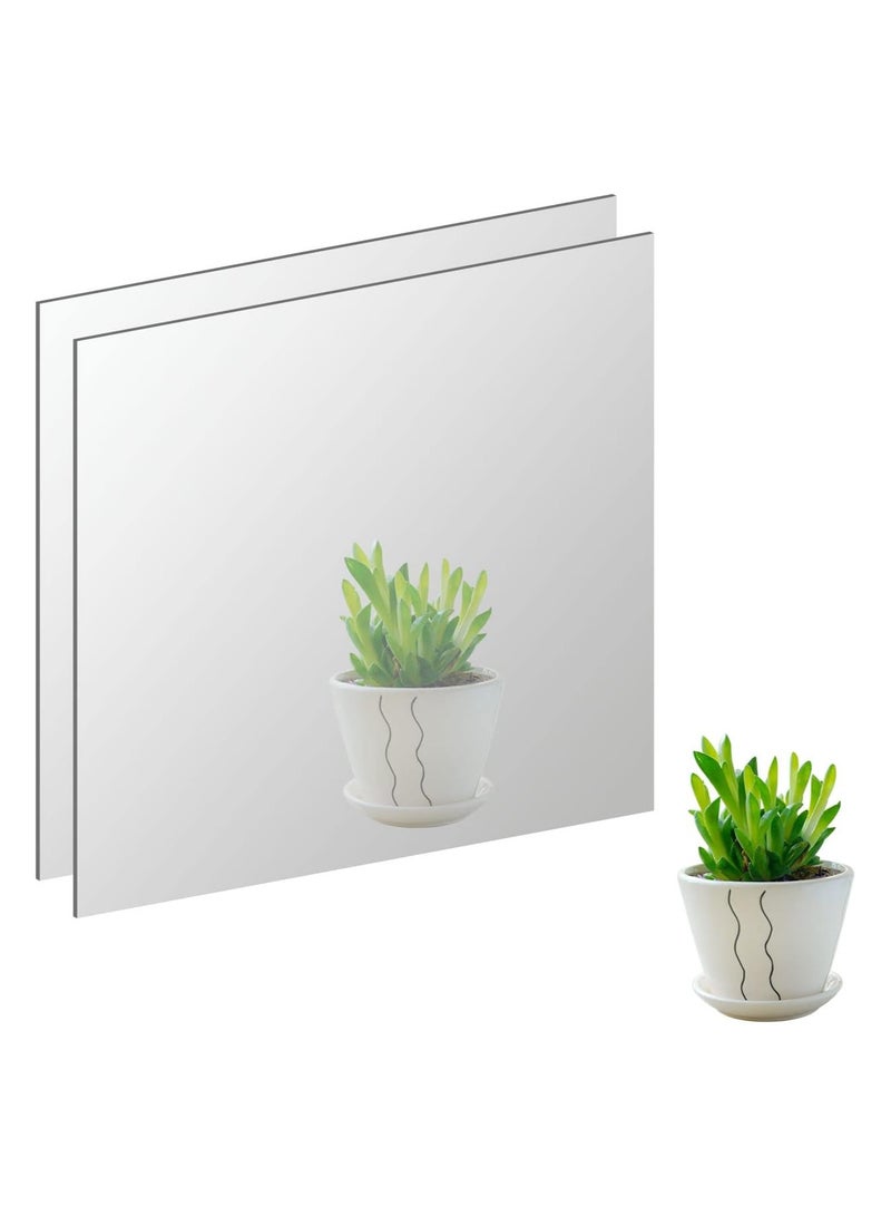 TPGP 2 Pcs Self Adhesive Acrylic Mirror HD Non Glass Sticky Mirror Large Plastic Frameless Mirror 2.51mm Thickened Acrylic Mirror Tiles Unbreakable Mirror Square Wall Adhesive Mirror for Home,Decor - Image 1