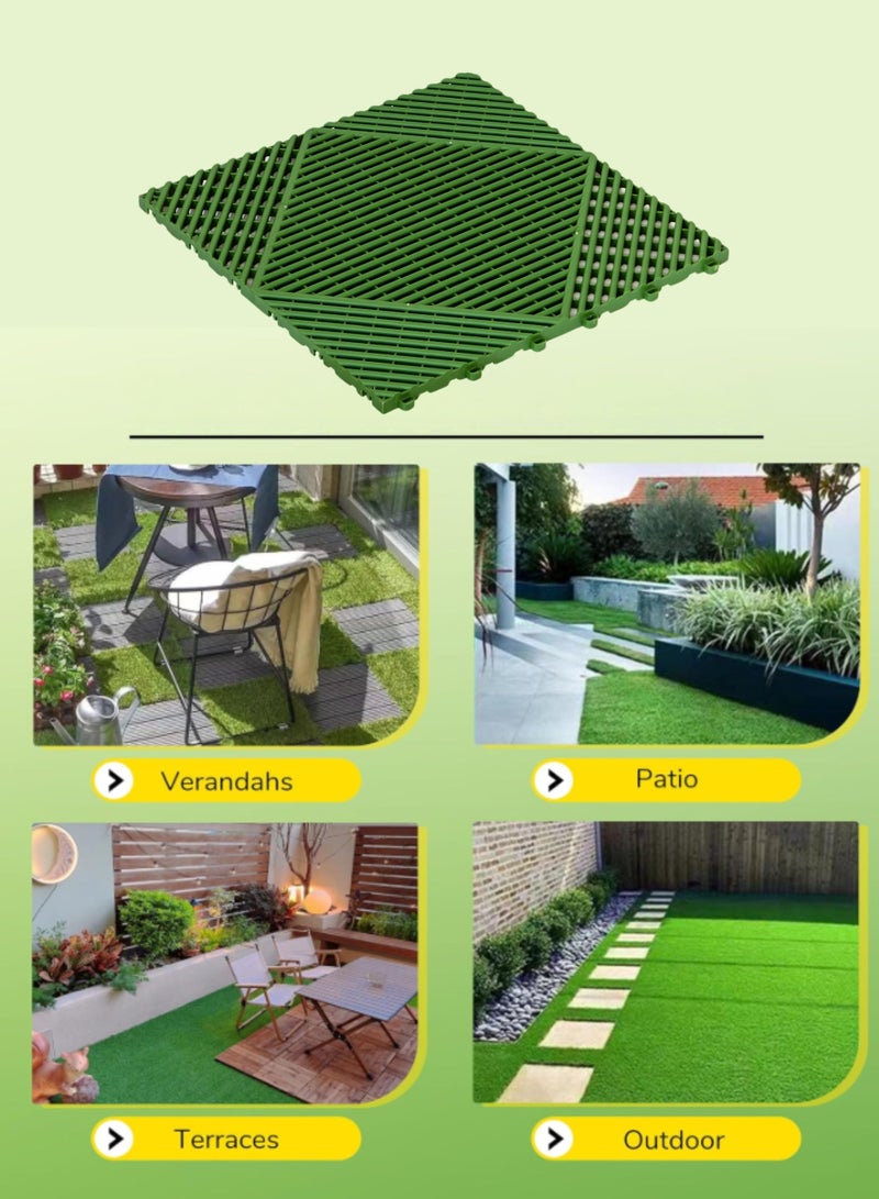 Dakota 8 Pack Interlocking Non-Slip Drainage Floor Tiles, 40×40 cm Soft PVC Bath & Shower Floor Mat | Non-Slip, Water-Resistant, Drainage Holes | Green | Ideal for Garden,Sevice Center,Bathroom, Kitchen, Pool & Wet Areas – Made in Italy - Image 3