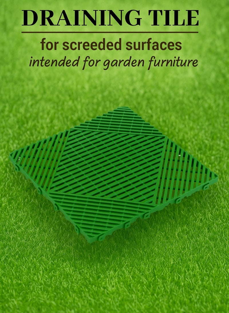 Dakota 8 Pack Interlocking Non-Slip Drainage Floor Tiles, 40×40 cm Soft PVC Bath & Shower Floor Mat | Non-Slip, Water-Resistant, Drainage Holes | Green | Ideal for Garden,Sevice Center,Bathroom, Kitchen, Pool & Wet Areas – Made in Italy - Image 4
