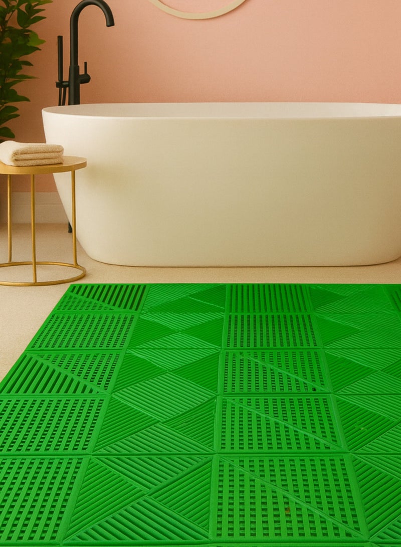 Dakota 8 Pack Interlocking Non-Slip Drainage Floor Tiles, 40×40 cm Soft PVC Bath & Shower Floor Mat | Non-Slip, Water-Resistant, Drainage Holes | Green | Ideal for Garden,Sevice Center,Bathroom, Kitchen, Pool & Wet Areas – Made in Italy - Image 2