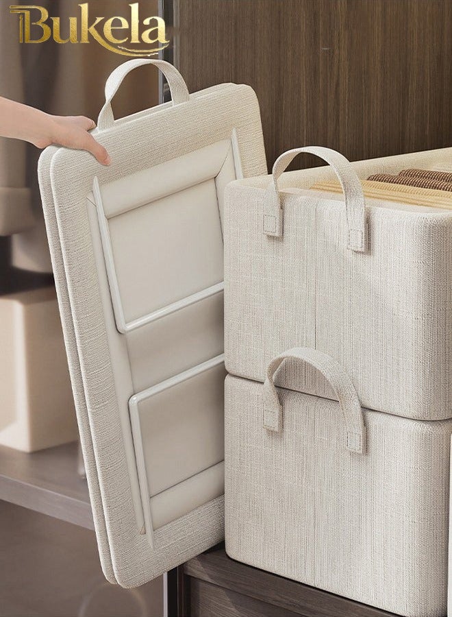 Bukela 3pcs Wardrobe Clothes Organizer Foldable Closet Storage Organizer for Clothes Jeans Washable Closet Storage Boxes with Carrying Handles Cube Storage Bin for Home Bedroom Office - Image 1