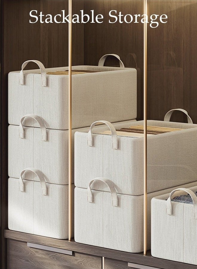 Bukela 3pcs Wardrobe Clothes Organizer Foldable Closet Storage Organizer for Clothes Jeans Washable Closet Storage Boxes with Carrying Handles Cube Storage Bin for Home Bedroom Office - Image 5