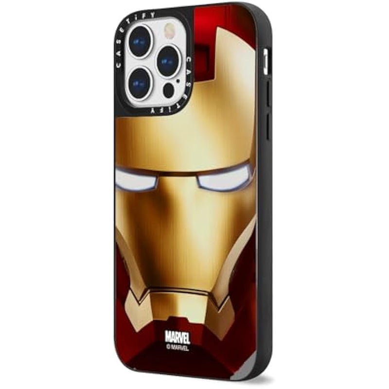 Casetify Mirror iPhone 13 Pro Max Case 【Iron Man Co-Lab/Reflective / 4.9ft Drop Protection/Compatible with Magsafe】 - Iron Man Hero Mask - Silver on Black - Image 5