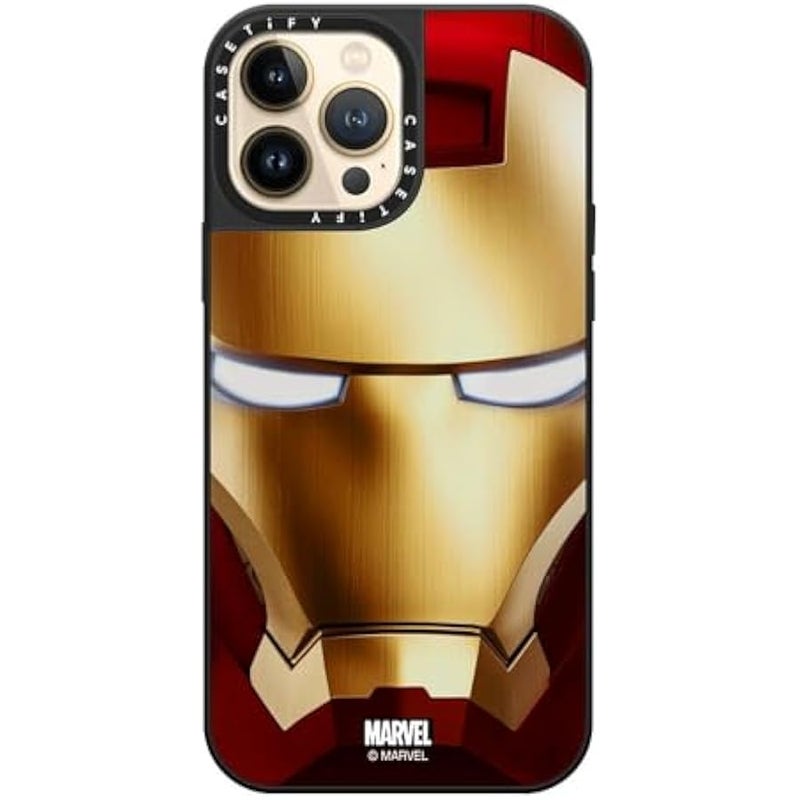 Casetify Mirror iPhone 13 Pro Max Case 【Iron Man Co-Lab/Reflective / 4.9ft Drop Protection/Compatible with Magsafe】 - Iron Man Hero Mask - Silver on Black - Image 4