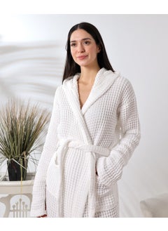 Destiny Hometex Unisex Hooded Organic Cotton Waffle Bathrobe  - Image 4