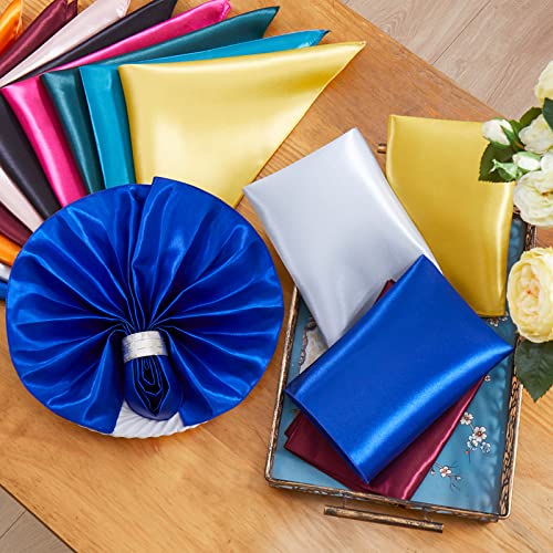 Aormenzy 60 Pack Royal Blue Satin Napkins 17 x 17 Silky Napkins, Party Cloth Napkins Square Satin Napkins, Dining Table Napkins Soft Cloth Napkins for Wedding, Banquet, Party Decoration - Image 4